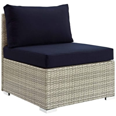 Modway EEI-2959-LGR-NAV Sunbrella Fabric Outdoor Patio, Armless Chair, Blue