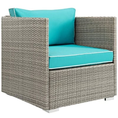 Modway EEI-2960-LGR-TRQ Repose Outdoor Patio Armchair, Light Grey Turquoise