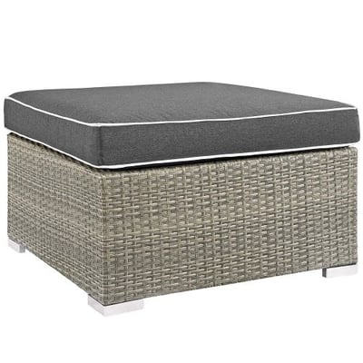 Modway EEI-2962-LGR-CHA Repose Outdoor Patio Upholstered Fabric Ottoman, Light Gray Charcoal