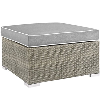 Modway EEI-2962-LGR-GRY Repose Outdoor Patio Upholstered Fabric, Ottoman, Light Gray Gray