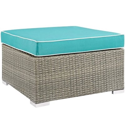 Modway EEI-2962-LGR-TRQ Repose Outdoor Patio Upholstered Fabric, Ottoman, Light Gray Turquoise