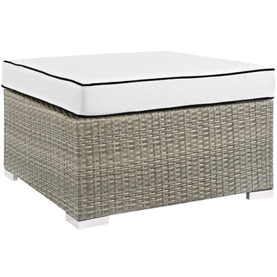 Modway EEI-2962-LGR-WHI Repose Outdoor Patio Upholstered Fabric, Ottoman, Light Gray White