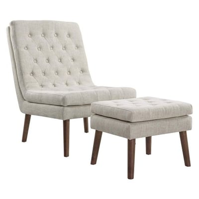 Modway EEI-2988-BEI Modify Tufted Modern Lounge Accent Chair and Ottoman Set Beige