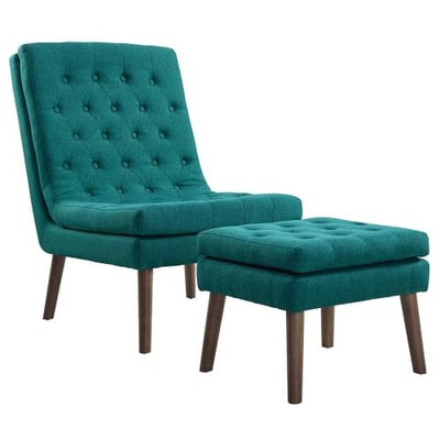 Modway EEI-2988-TEA Modify Tufted Modern Lounge Accent Chair and Ottoman Set Teal