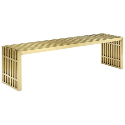 Modway EEI-3000-GLD Gridiron Large Stainless Steel Bench, Gold