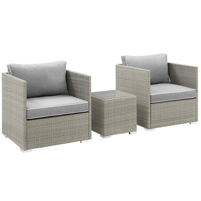 Modway EEI-3006-LGR-GRY-SET Repose 3 Piece Outdoor Patio Sectional Set, Seating for Two, Light Gray