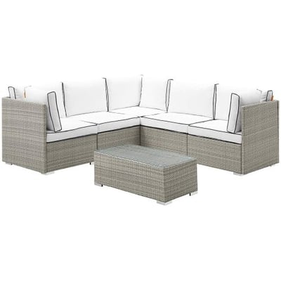 Modway Repose 6 Piece Outdoor Patio Sectional Set in Light Gray White