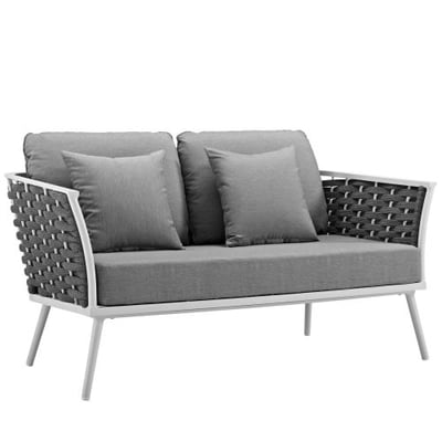 Modway EEI-3019-WHI-GRY Stance Outdoor Patio Aluminum Loveseat in White Gray