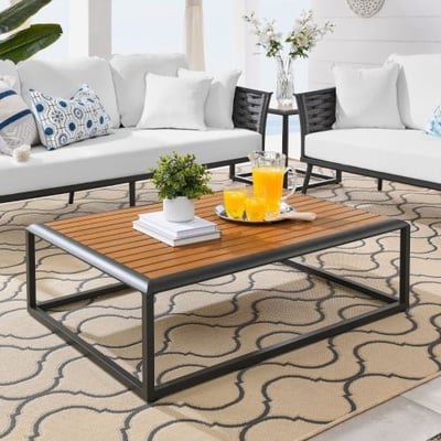 Stance Outdoor Patio Aluminum Coffee Table, Gray Natural