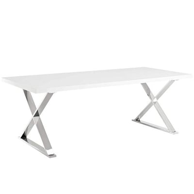 Modway EEI-3033-WHI Sector, Dining Table, White Silver