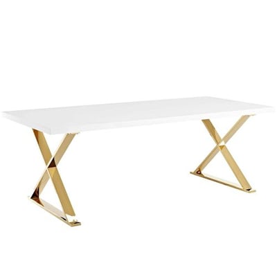 Modway EEI-3034-WHI Sector, Dining Table, White/Gold