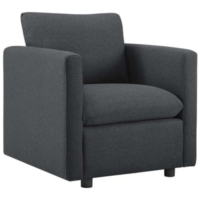 Modway Activate Contemporary Modern Fabric Upholstered Accent Lounge Armchair In Gray