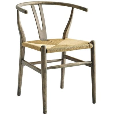 Modway EEI-3047-GRY Amish Dining Wood Side Chair, Weathered Gray