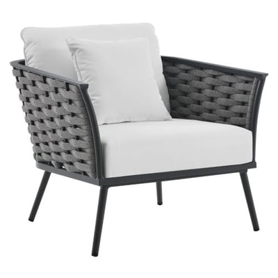 Stance Outdoor Patio Aluminum Armchair, Gray White