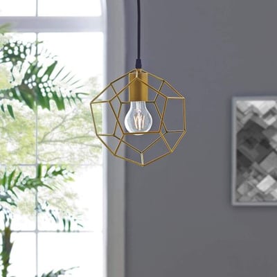 Modway Pique Rose Gold Metal Ceiling Fixture in Yellow