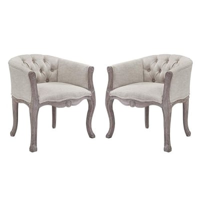 Modway EEI-3104-BEI-SET Crown Dining Armchair Set of 2, Beige, Stating That There are Two Chair