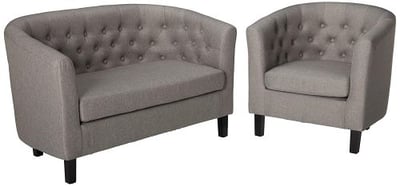 Modway EEI-3148-LGR-SET Prospect Upholstered Fabric Loveseat and Armchair Set, Light Gray