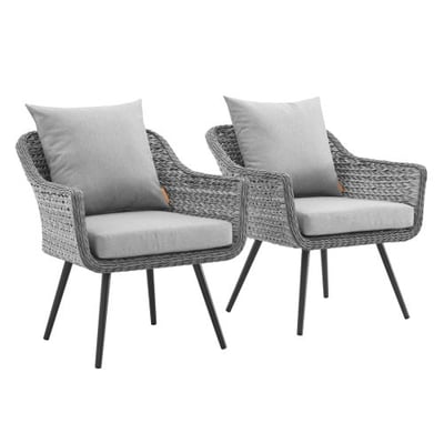 Modway EEI-3176-GRY-GRY-SET Endeavor Outdoor Patio Wicker Rattan Armchair, Set of 2, Gray Gray