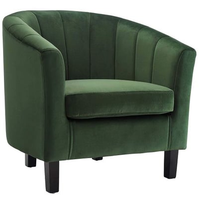 Modway Prospect Channel Tufted Upholstered Velvet Armchair Emerald