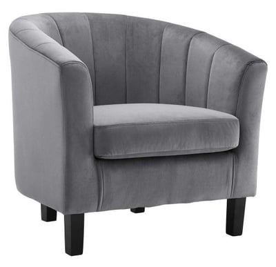 Modway Prospect Channel Tufted Upholstered Velvet Armchair Gray