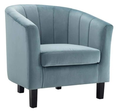 Modway Prospect Channel Tufted Upholstered Velvet Armchair Light Blue