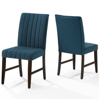 Modway Motivate Channel Tufted Upholstered Fabric Dining Side Chair, Set of 2, Blue