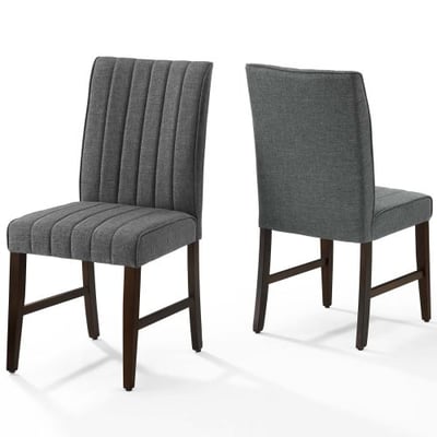 Modway Motivate Channel Tufted Upholstered Fabric Dining Side Chair, Set of 2, Gray