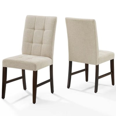 Modway Promulgate Biscuit Tufted Upholstered Fabric Dining Side Chair, Set of 2, Beige