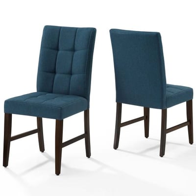 Modway Promulgate Biscuit Tufted Upholstered Fabric Dining Side Chair, Set of 2, Blue