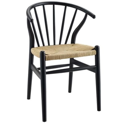 Modway Flourish Mid-Century Modern Rustic Farmhouse Wood Dining Chair in Black
