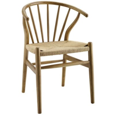 Modway Flourish Mid-Century Modern Rustic Farmhouse Wood Dining Chair in Natural