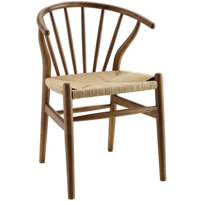 Modway Flourish Mid-Century Modern Rustic Farmhouse Wood Dining Chair in Walnut