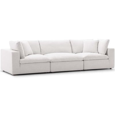 Modway Commix Down Filled Overstuffed 3 Piece Sectional Sofa Set, Armless Chair/Two Corner Chairs, Beige