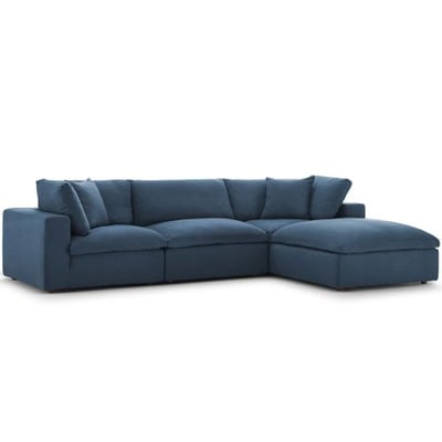 Modway Commix Down-Filled Overstuffed Upholstered 4-Piece Sectional Sofa Set in Azure1