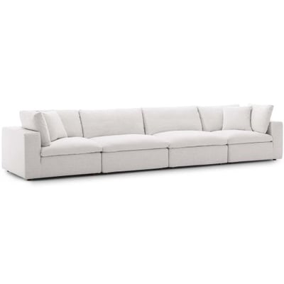 Modway Commix Down-Filled Overstuffed Upholstered 4-Piece Sectional Sofa Set in Beige