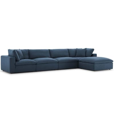 Modway Commix Down-Filled Overstuffed Upholstered 5-Piece Sectional Sofa Set in Azure1