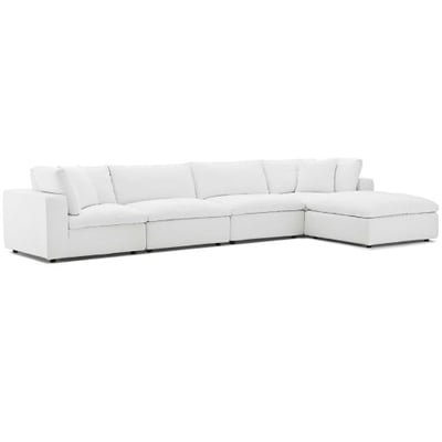 Modway Commix Down-Filled Overstuffed Upholstered 5-Piece Sectional Sofa Set in White1