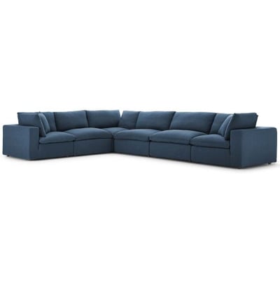 Modway Commix Down-Filled Overstuffed Upholstered 6-Piece Sectional Sofa Set in Azure1