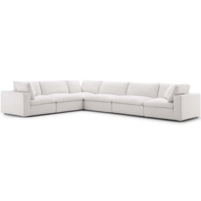 Modway Commix Down Down Filled Overstuffed 6 Piece Sectional Sofa Set, Seating for 6, Beige