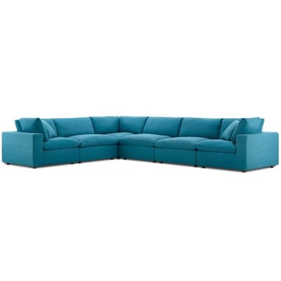 Modway Commix Down-Filled Overstuffed Upholstered 6-Piece Sectional Sofa Set in Teal1