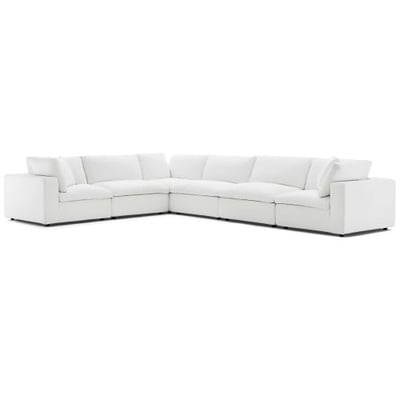 Modway Commix Down-Filled Overstuffed Upholstered 6-Piece Sectional Sofa Set in White1