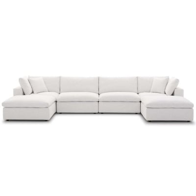 Modway Commix Down-Filled Overstuffed Upholstered 6-Piece Sectional Sofa Set in Beige