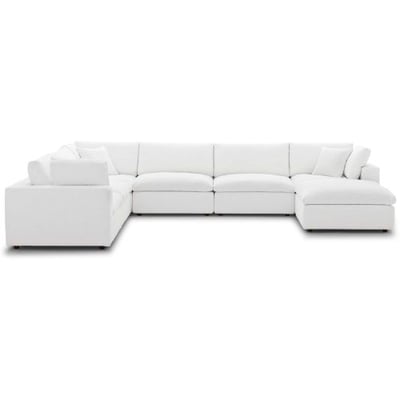Modway Commix Down-Filled Overstuffed Upholstered 7-Piece Sectional Sofa Set in White