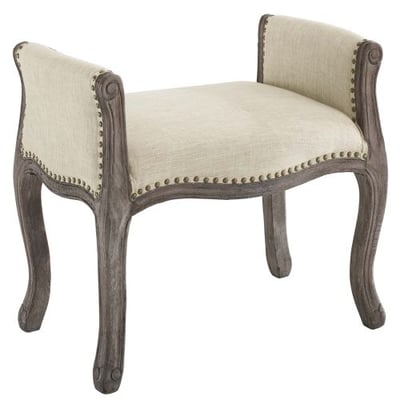 Modway Avail Vintage French Upholstered Fabric Entryway Bench in Beige
