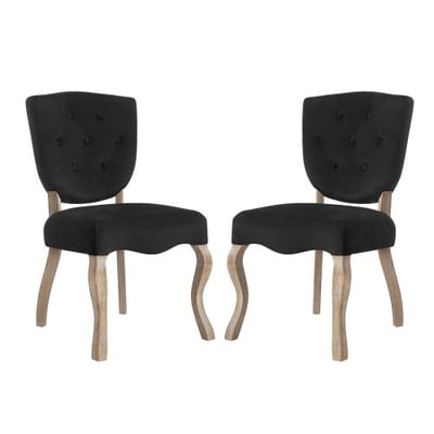 Modway Array French Vintage Tufted Performance Velvet Two Dining Chairs in Black