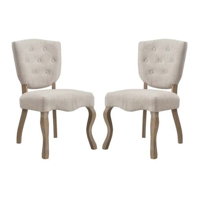 Modway Array French Vintage Tufted Upholstered Fabric Two Dining Chairs in Beige
