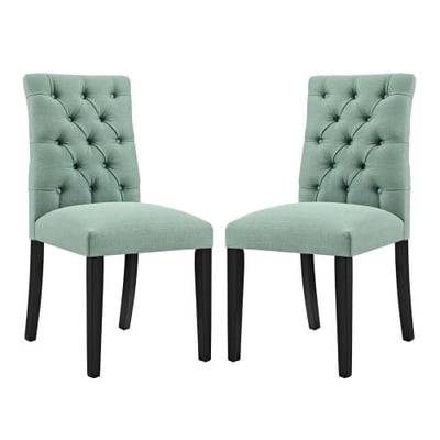 Modway Duchess Dining Chair Fabric Set of 2, Two, Laguna