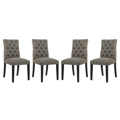 Modway Duchess Dining Chair Fabric Set of 4, Four, Granite