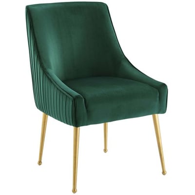 Modway Discern Pleated Back Upholstered Performance Velvet Dining Chair, Green