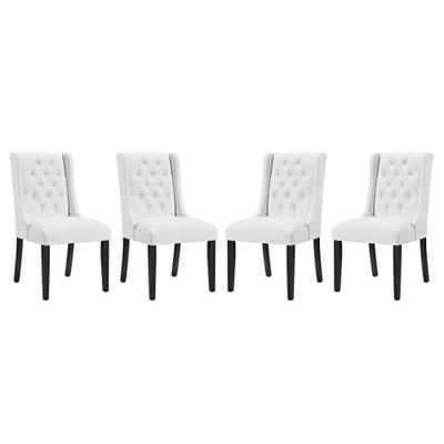 Modway Baronet Dining Chair Vinyl Set of 4, Four, White